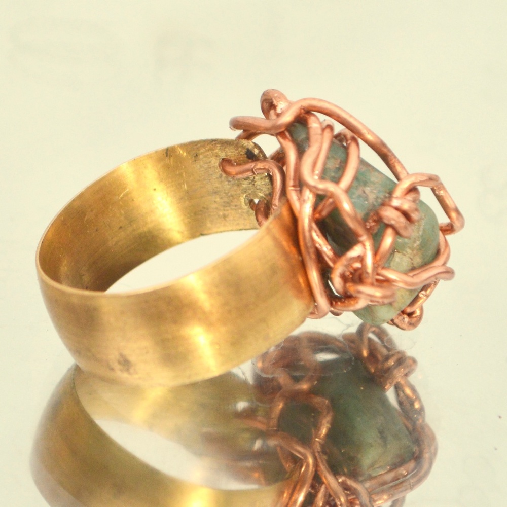 Genuine Raw Emerald Gemstone Copper Ring Custom - Picture 3 of 4